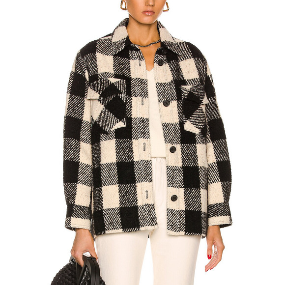 Nili Lotan 'Lenore' Black Barn Tweed Coat Size S